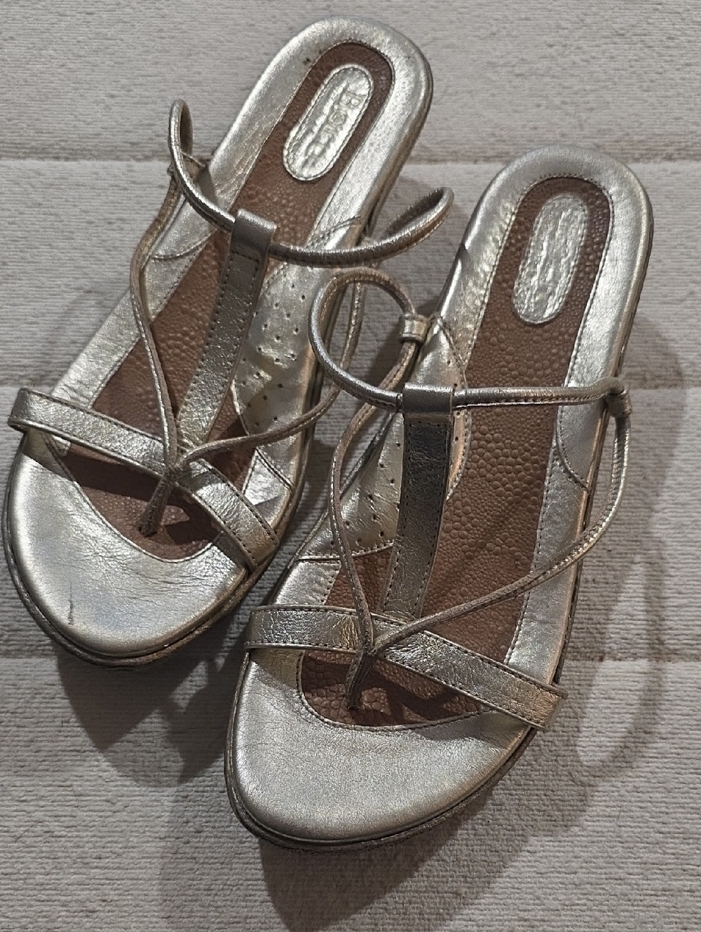 Born Gold Metallic Strappy Slide Sandals